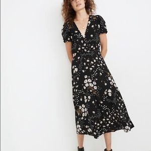 Madewell Petite Puff-Sleeve Wrap-Front Midi Dress